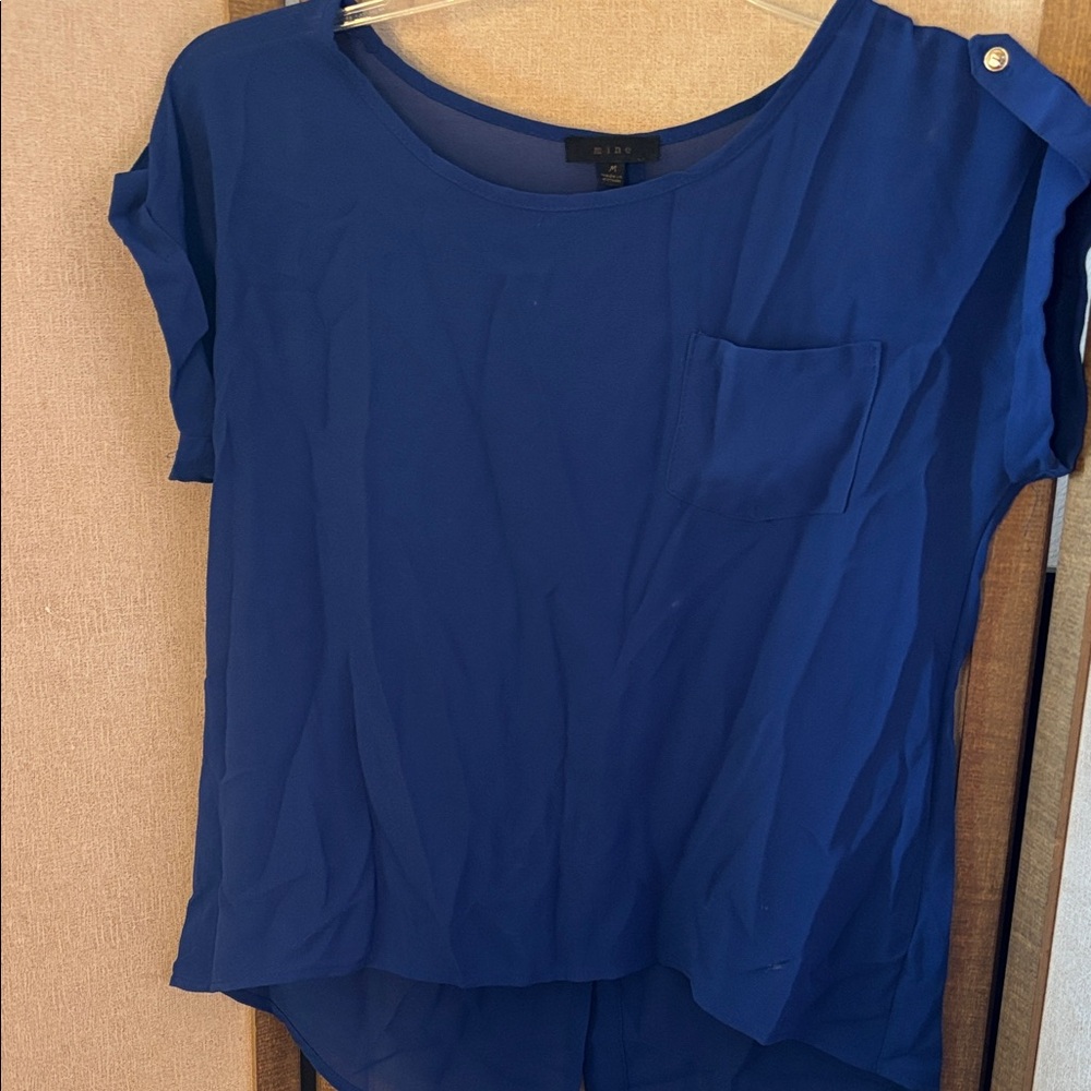 Mine Blue Women's Blouse with back button detail medium